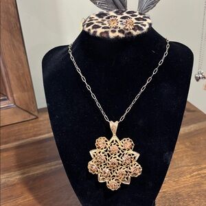 Elegant Custom Gold Tone Necklace and Earring Set